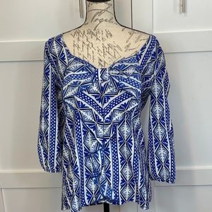 blue pain blouse